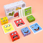 Wooden Expression Matching Puzzle Building Blocks Educational Toy 8