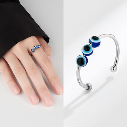 Adjustable 4 Eye Anxiety Fidget Ring Spinner for Women Size 7 5