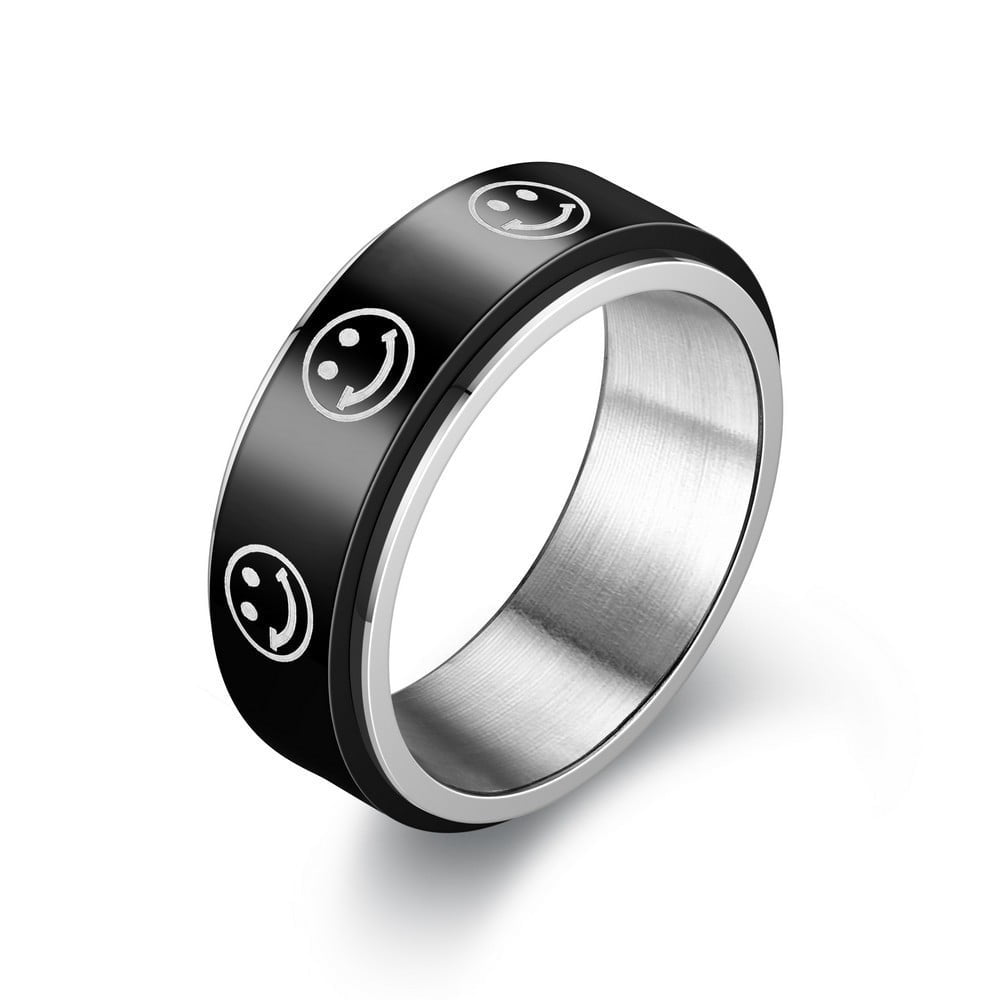 Stainless Steel Fidget Ring with Spinner for Men US Size 6-13