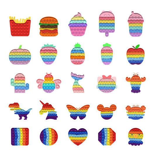 Silicone Pop It Fidget Toy Rainbow Mickey Shape Sensory Toy