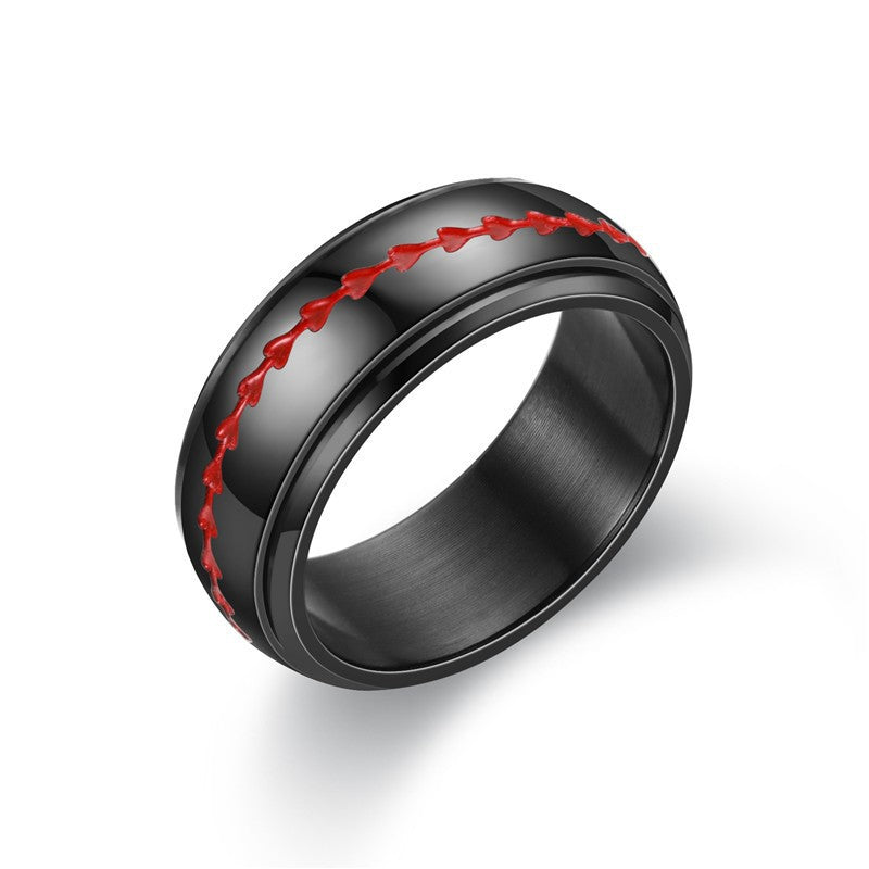 Fishbone Spinner Fidget Ring for Men 8mm Width US Size 6-11