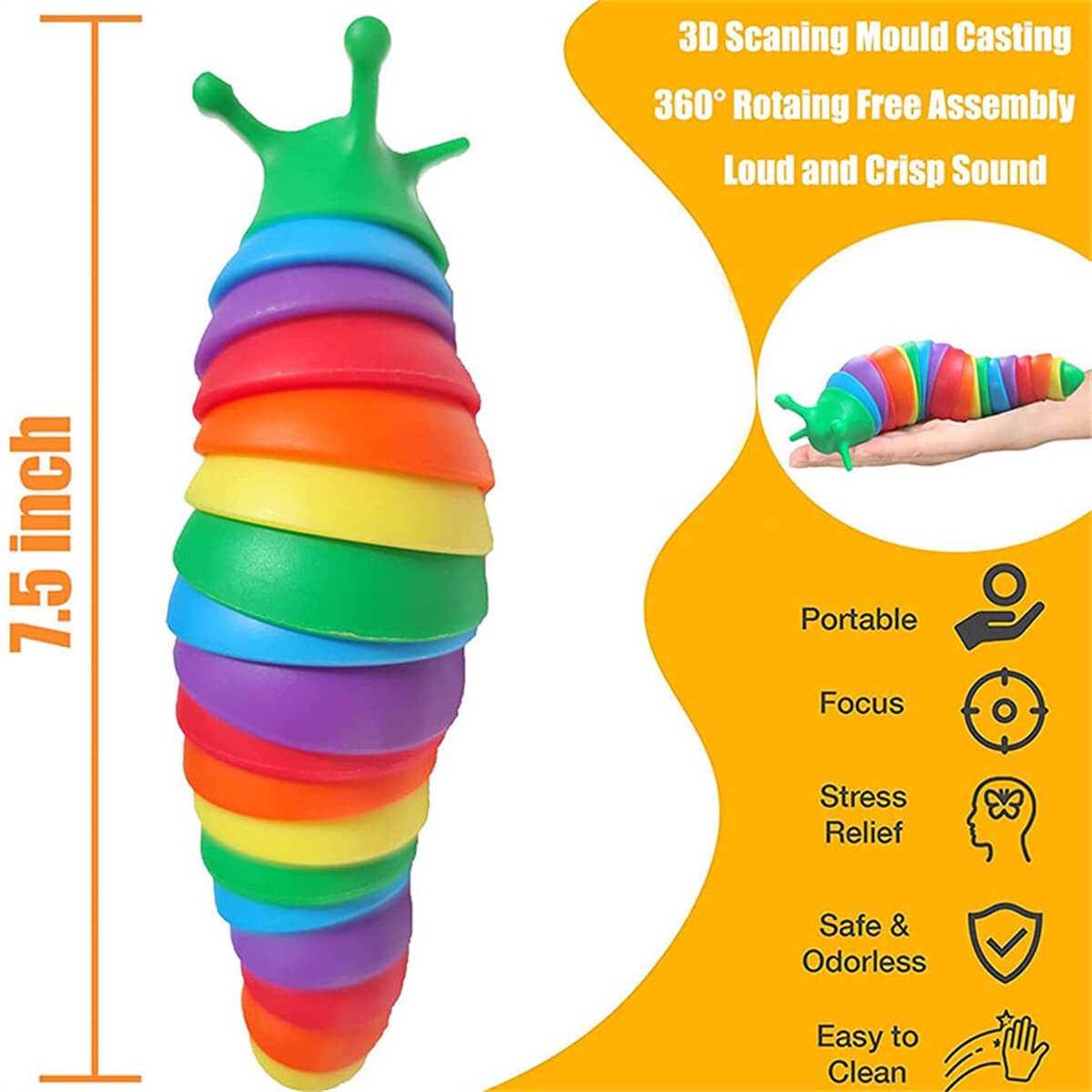 Flexible Sensory Fidget Slug Toy for Kids and Adults 2