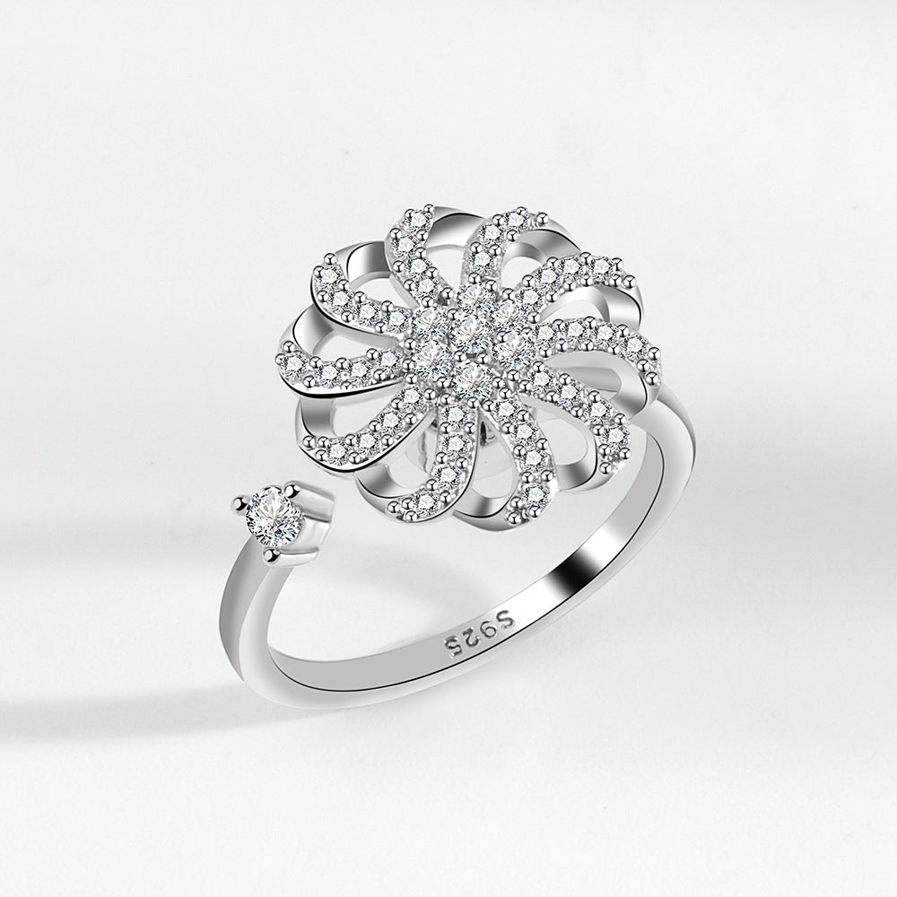 Adjustable Flower Fidget Ring Anxiety Relief for Women Spinner Ring