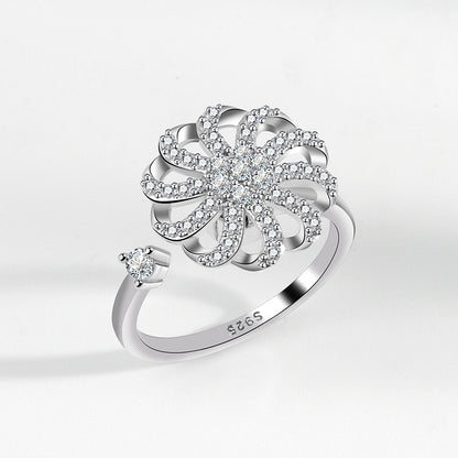Adjustable Flower Fidget Ring Anxiety Relief for Women Spinner Ring
