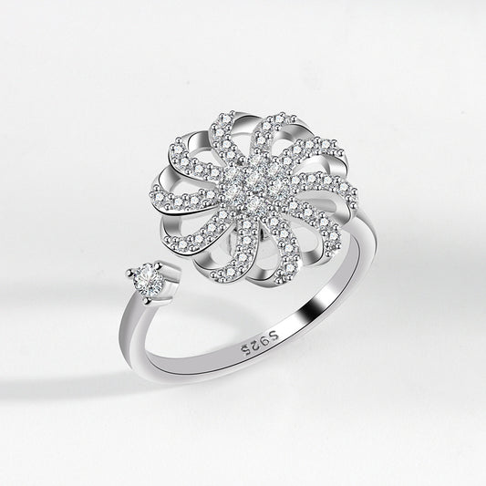 Adjustable Flower Fidget Ring Anxiety Relief for Women Spinner Ring