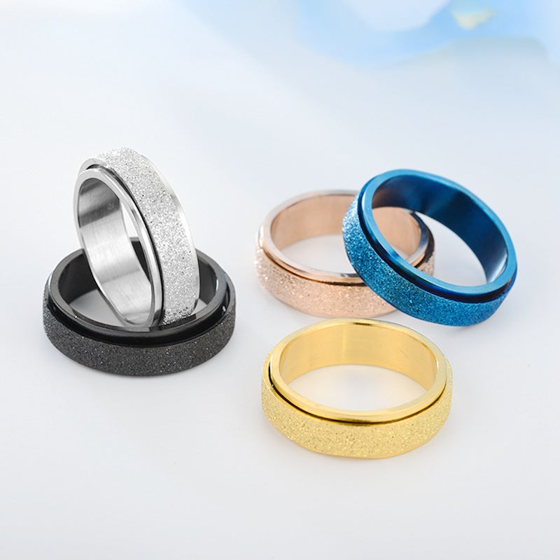 Anxiety Fidget Ring Spinner Frosted Width 8mm Thickness 2mm US Sizes 6-13 2