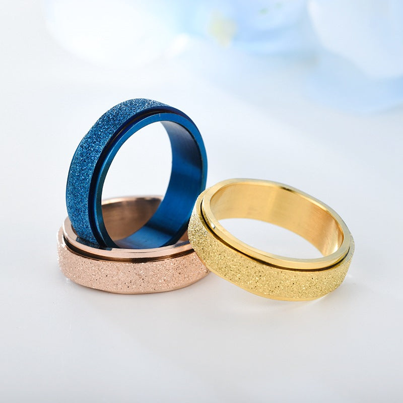 Anxiety Fidget Ring Spinner Frosted Width 8mm Thickness 2mm US Sizes 6-13 4