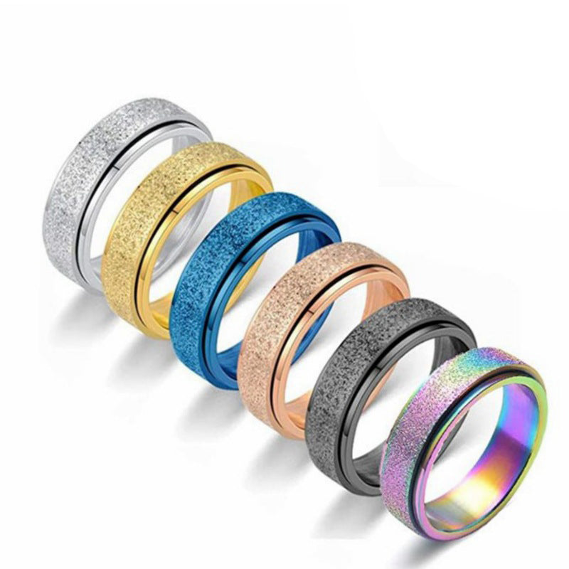 Anxiety Fidget Ring Spinner Frosted Width 8mm Thickness 2mm US Sizes 6-13 5