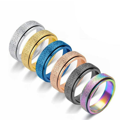 Anxiety Fidget Ring Spinner Frosted Width 8mm Thickness 2mm US Sizes 6-13 5