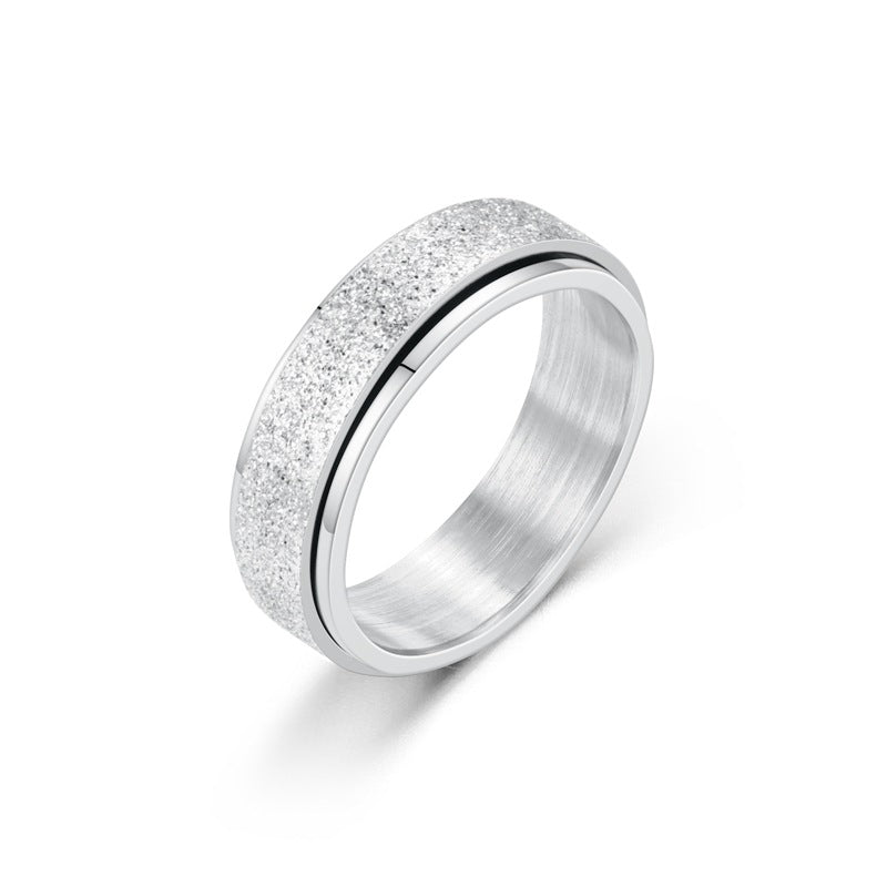 Frosted Silver Tone Fidget Ring Anxiety Relief for Adults Spinner Ring