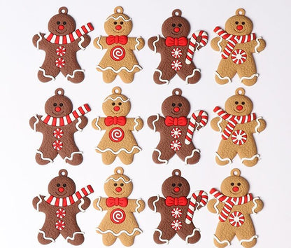 Gingerbread Man Ornaments Christmas Tree Pendant Decoration 12 Pack 7