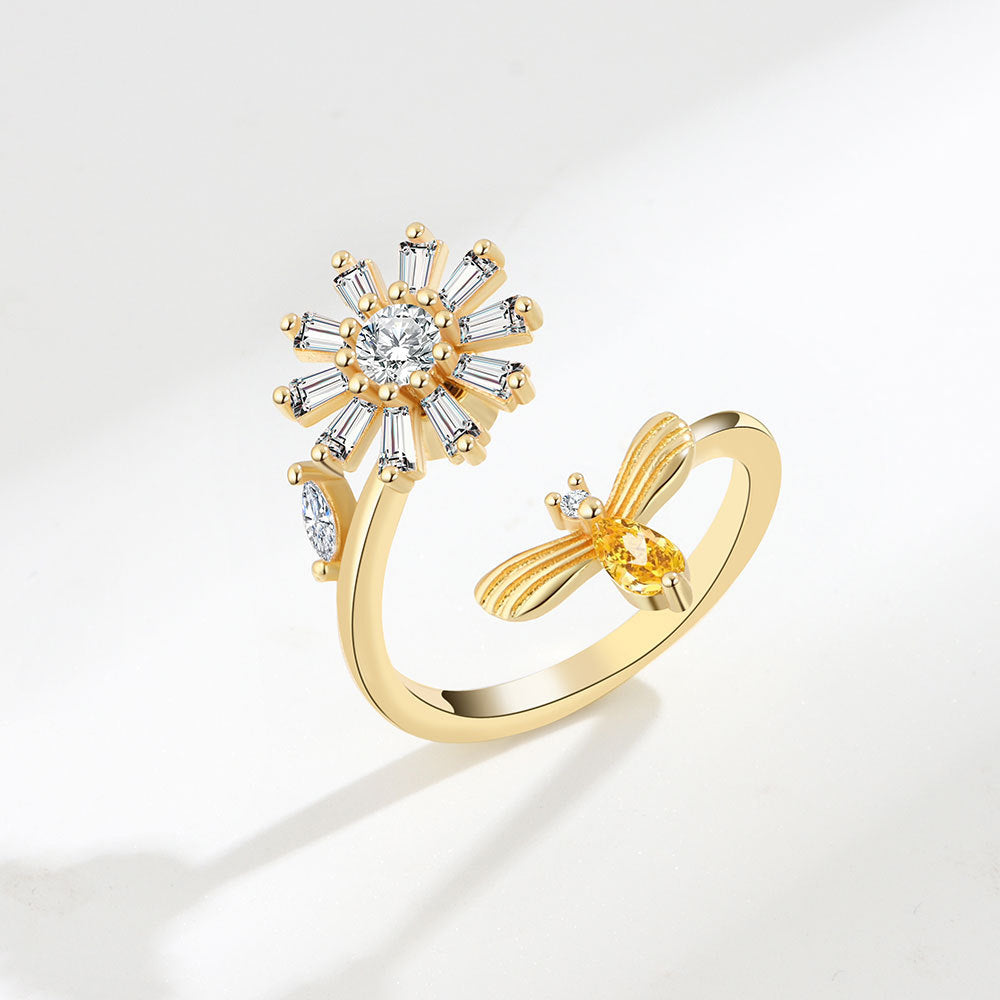 Gold Tone Fidget Ring Adjustable Spinner for Women Size 7