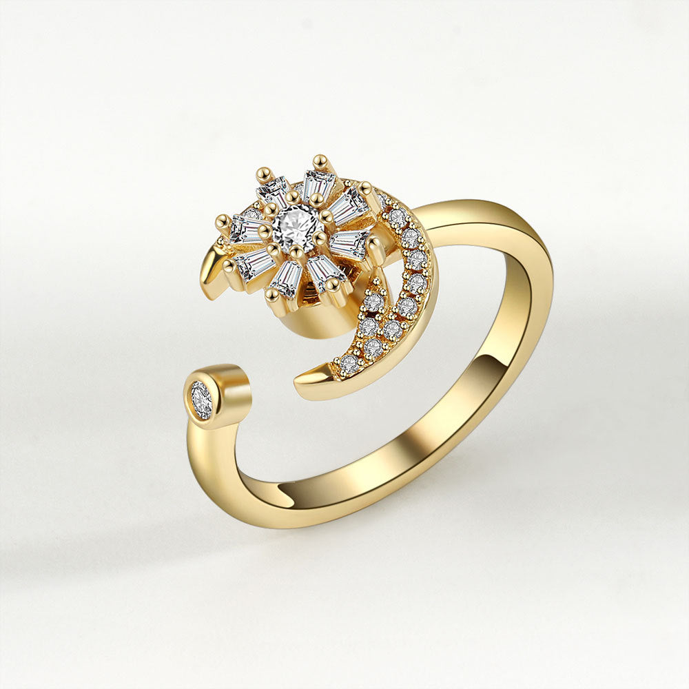 Gold Tone Adjustable Fidget Ring Anxiety Relief Spinner Ring for Women