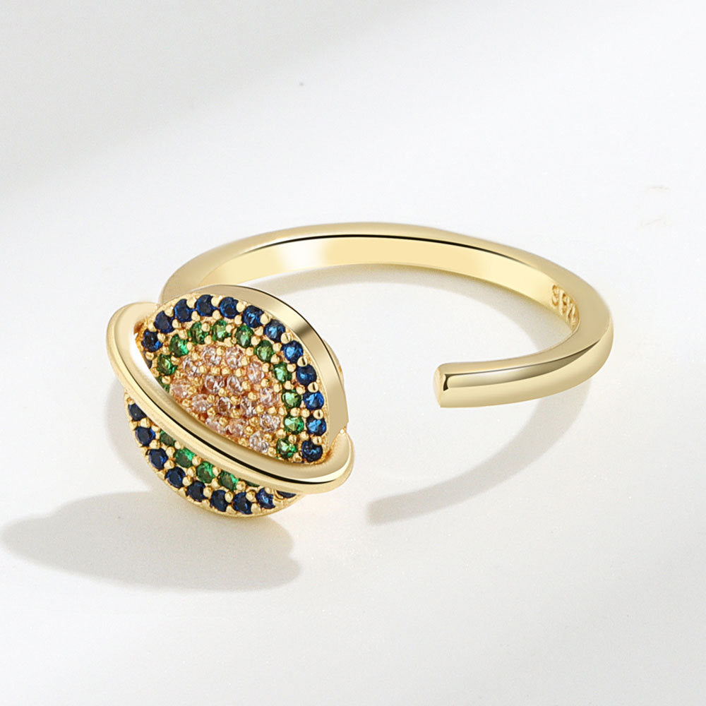 Gold Tone Fidget Ring Adjustable Beaded Anxiety Relief for Women