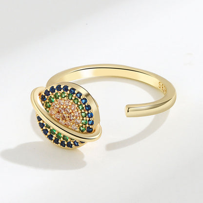Gold Tone Fidget Ring Adjustable Beaded Anxiety Relief for Women