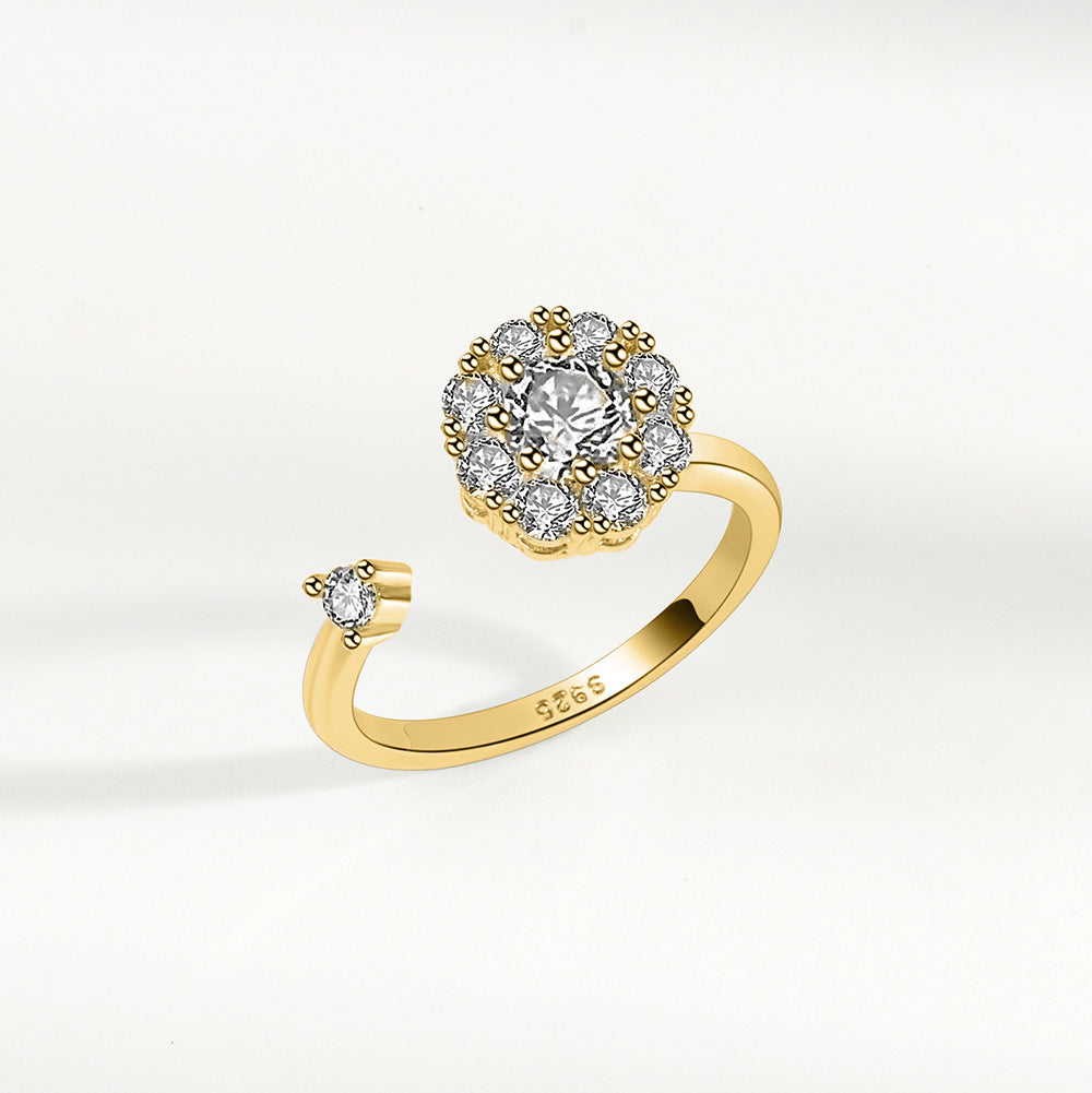 Gold Tone Fidget Ring Adjustable Anxiety Relief for Women Spinner Ring