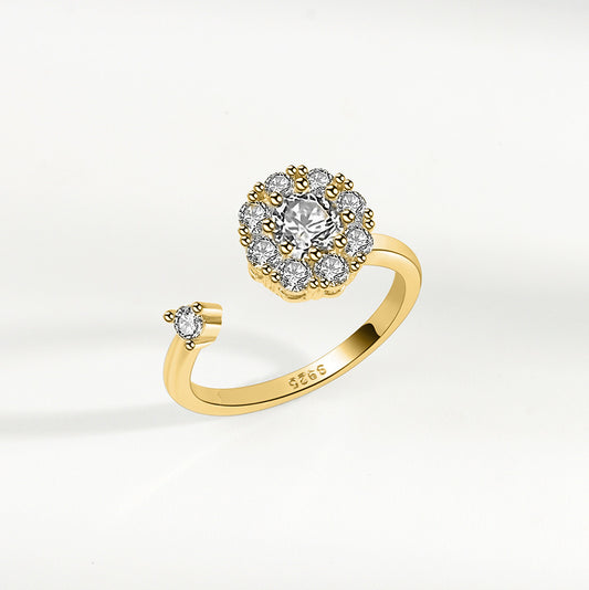Gold Tone Fidget Ring Adjustable Anxiety Relief for Women Spinner Ring