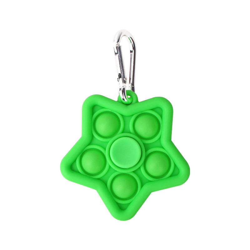 Silicone Star Pop It Fidget Spinner Toy with Keychain 8.1x6.2x3.7cm 3