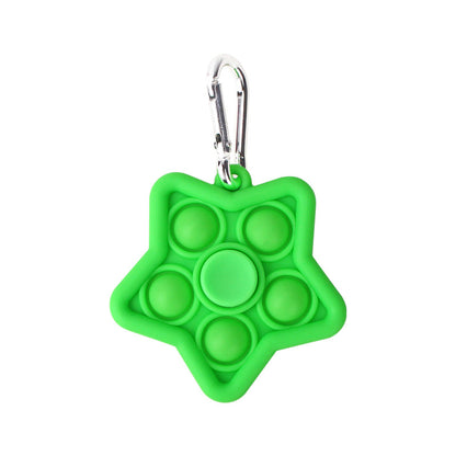 Silicone Star Pop It Fidget Spinner Toy with Keychain 8.1x6.2x3.7cm 3