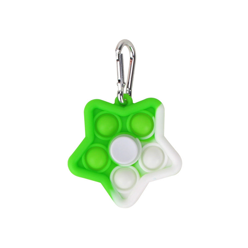 Silicone Star Pop It Fidget Spinner Toy with Keychain 8.1x6.2x3.7cm 4