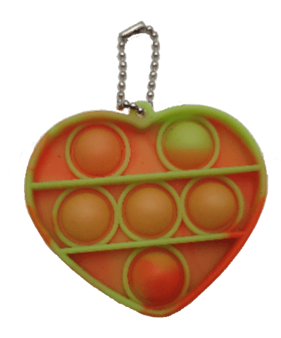 Silicone Pop It Fidget Toy Heart Shape Key Chain 6.9 × 6.2cm 3