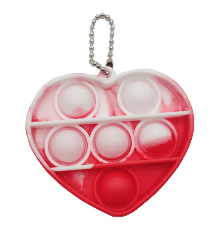 Silicone Pop It Fidget Toy Heart Shape Key Chain 6.9 × 6.2cm 5
