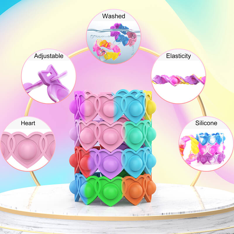 Silicone Heart Pop It Fidget Bracelet Sensory Toy Valentine Gift 5