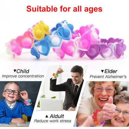 Silicone Heart Pop It Fidget Bracelet Sensory Toy Valentine Gift 4