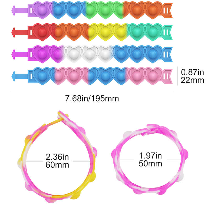 Silicone Heart Pop It Fidget Bracelet Sensory Toy Valentine Gift 3