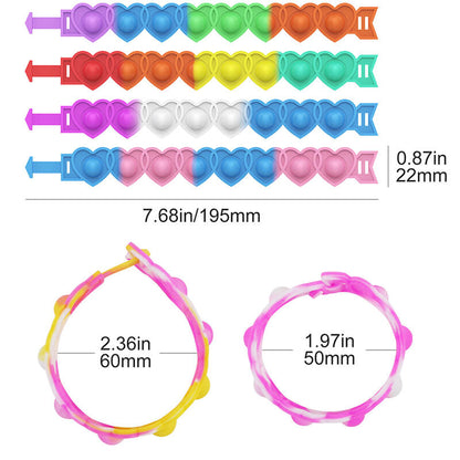 Silicone Heart Pop It Fidget Bracelet Sensory Toy Valentine Gift 3