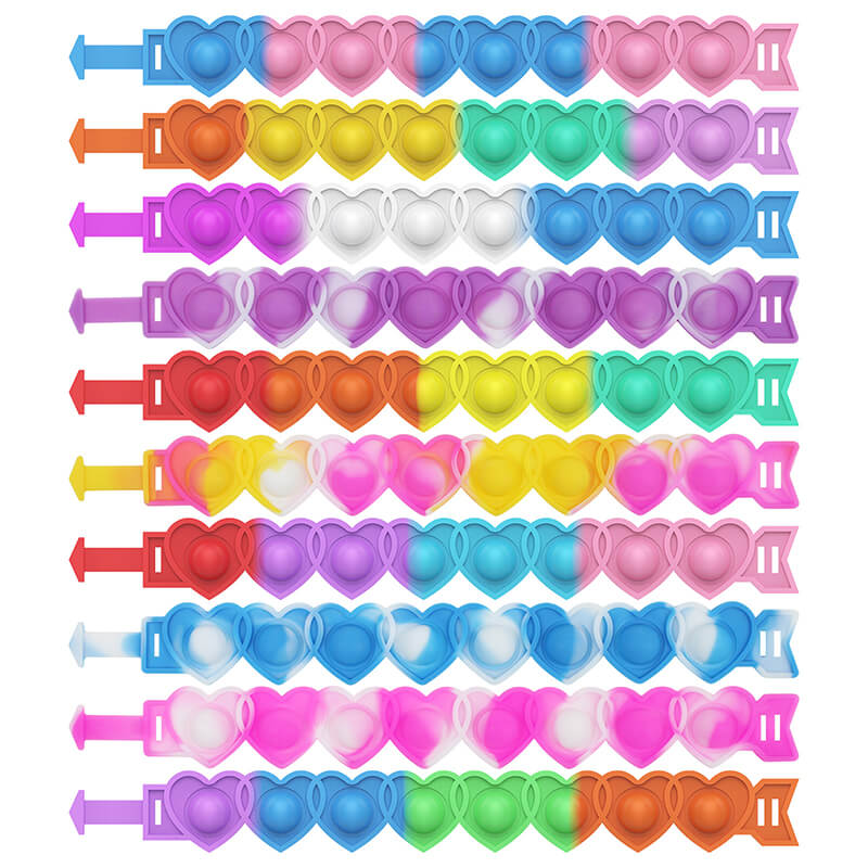 Silicone Heart Pop It Fidget Bracelet Sensory Toy Valentine Gift 2
