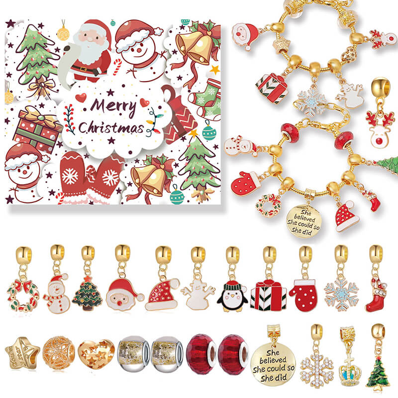 Christmas Jewelry Advent Calendar DIY Bracelet Countdown Set