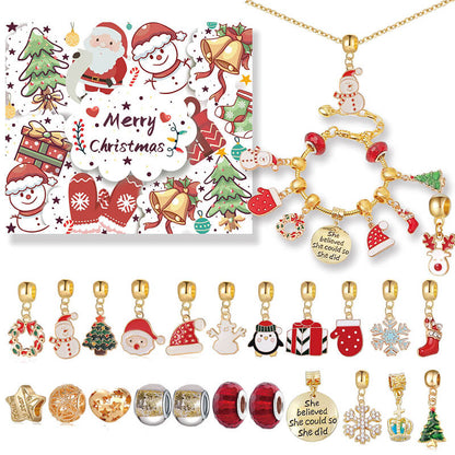Jewelry Advent Calendar Christmas Countdown Necklace and Bracelet Set