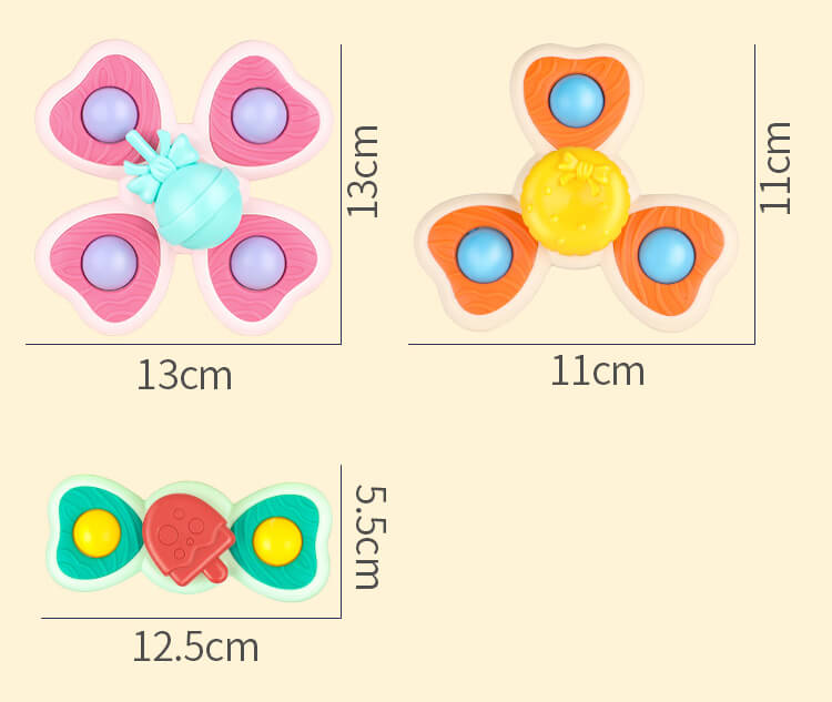 Plastic Spinner Fidget Toy with Suction Cup 3 Pack Lollipop Ice Cream Doughnuts 2