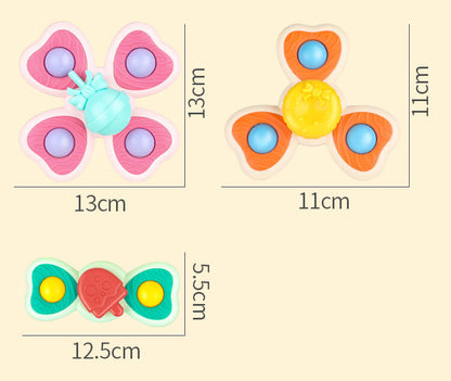 Plastic Spinner Fidget Toy with Suction Cup 3 Pack Lollipop Ice Cream Doughnuts 2