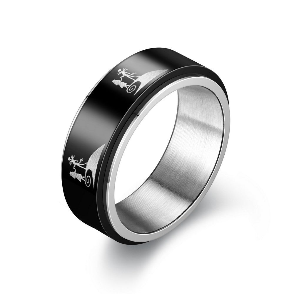 Stainless Steel Fidget Ring for Men US Size 6-13 Width 8mm Thickness 2mm Spinner Ring