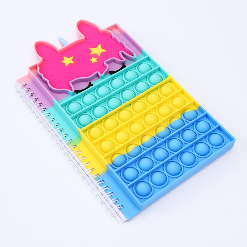 Silicone Pop It Fidget Toy Unicorn A5 Spiral Notebook 40 Sheets