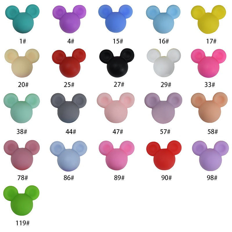 20pcs Silicone Focal Beads Round Ear Mouse Character Basic Shape 2