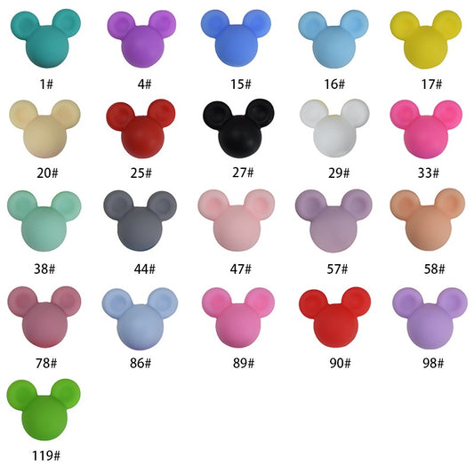 20pcs Silicone Focal Beads Round Ear Mouse Character Basic Shape 2