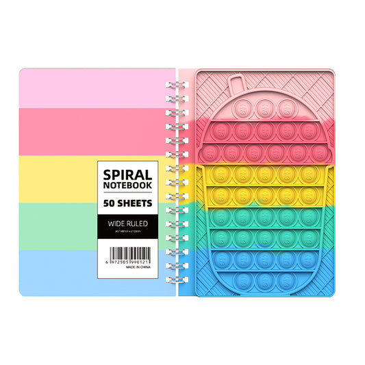 Silicone Pop It Fidget Toy A5 Spiral Notebook 50 Sheets