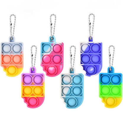 Silicone Mini Pop It Fidget Toy Keychain 5cm Square or Round 48