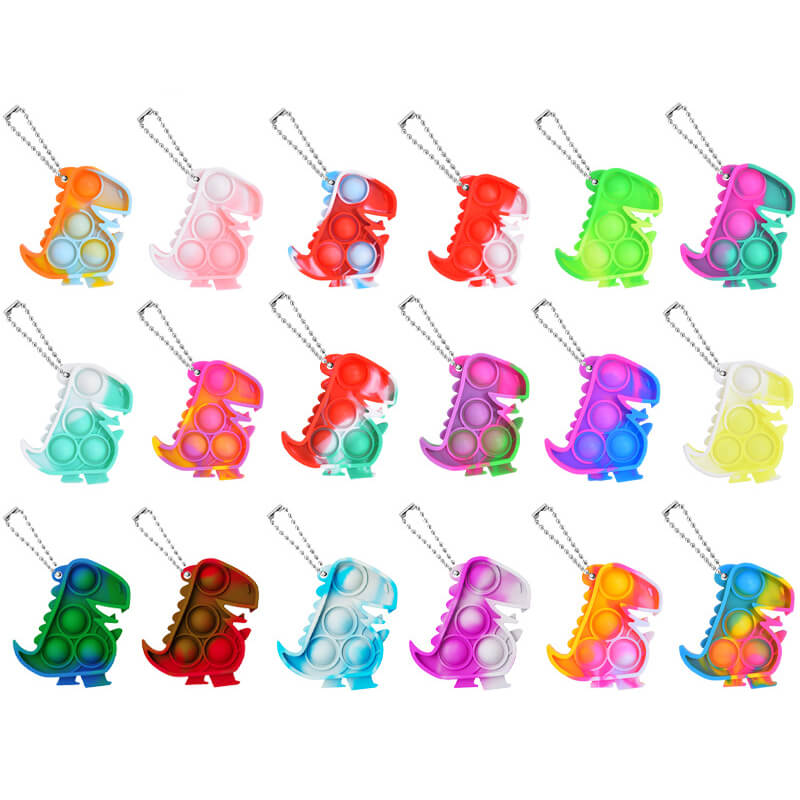 Silicone Mini Pop It Fidget Toy Keychain 5cm Square or Round 6