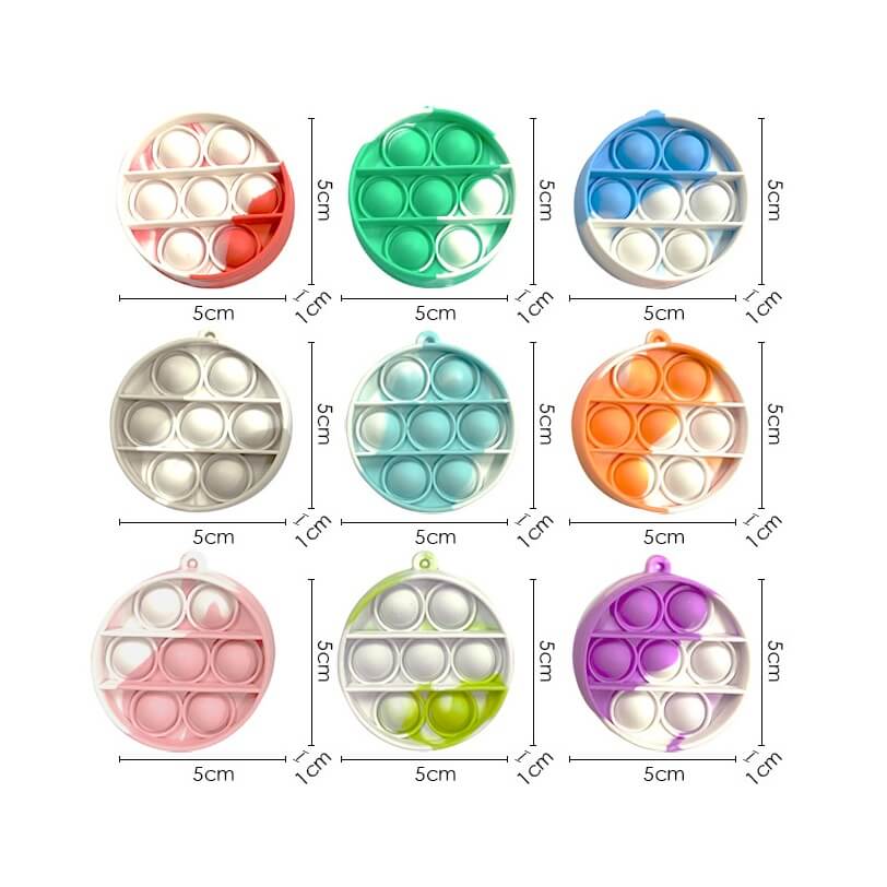 Silicone Mini Pop It Fidget Toy Keychain 5cm Square or Round 3