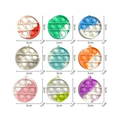 Silicone Mini Pop It Fidget Toy Keychain 5cm Square or Round 3