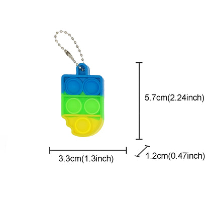 Silicone Mini Pop It Fidget Toy Keychain 5cm Square or Round 33