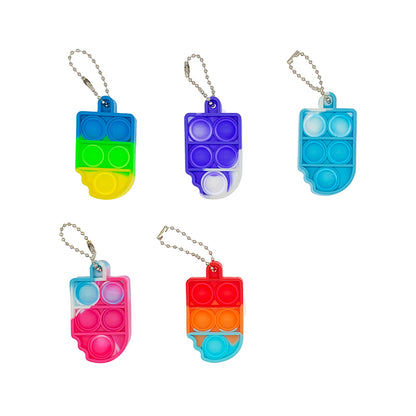 Silicone Mini Pop It Fidget Toy Keychain 5cm Square or Round 35