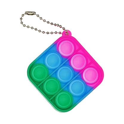 Silicone Mini Pop It Fidget Toy Keychain 5cm Square or Round 43
