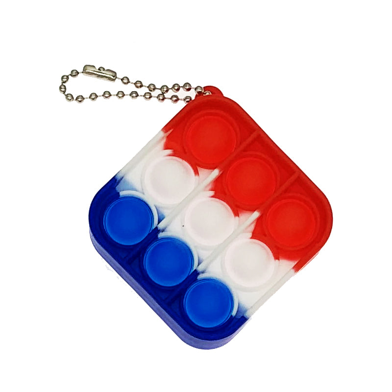 Silicone Mini Pop It Fidget Toy Keychain 5cm Square or Round 38