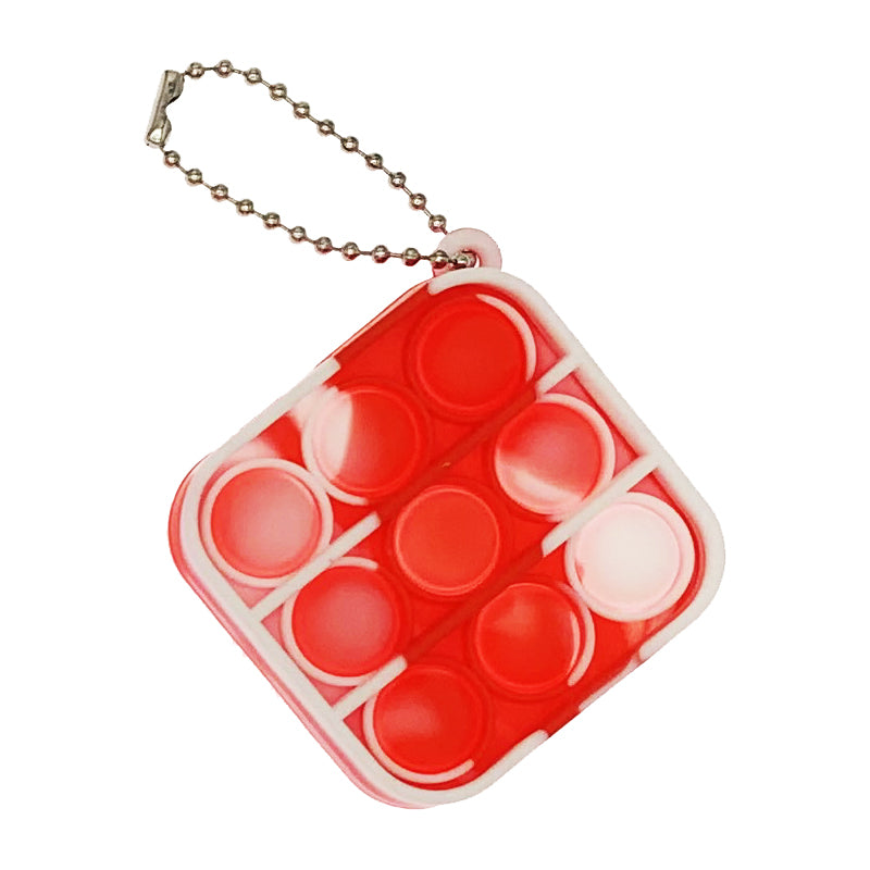 Silicone Mini Pop It Fidget Toy Keychain 5cm Square or Round 45