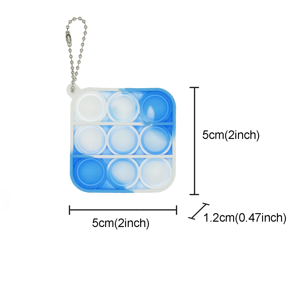 Silicone Mini Pop It Fidget Toy Keychain 5cm Square or Round 46